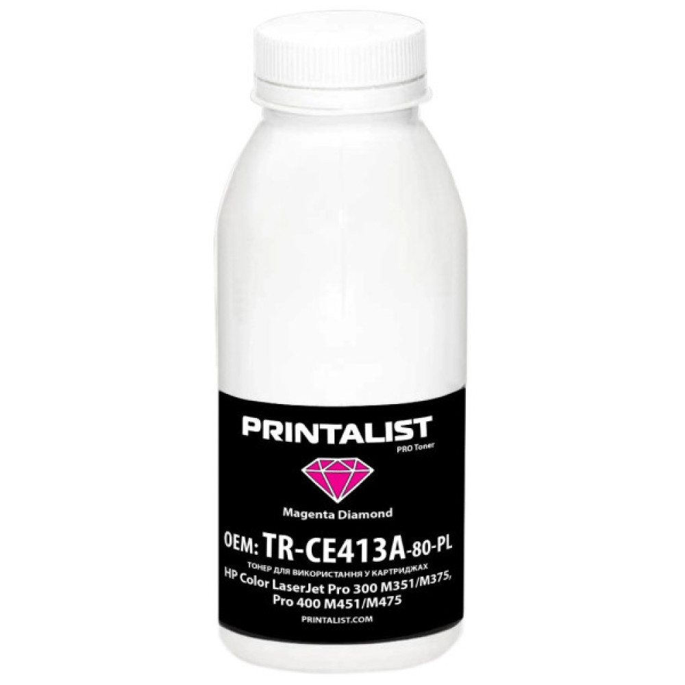 Тонер HP CLJ Pro 300 M351/M375, Pro 400 M451/M475, 80г Magenta Printalist (TR-CE413A-80-PL)