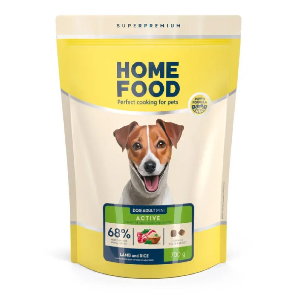 Сухий корм для собак Home Food ADULT MINI Low-grain For active adult and junior з ягням та рисом 700 г (4820235020415)