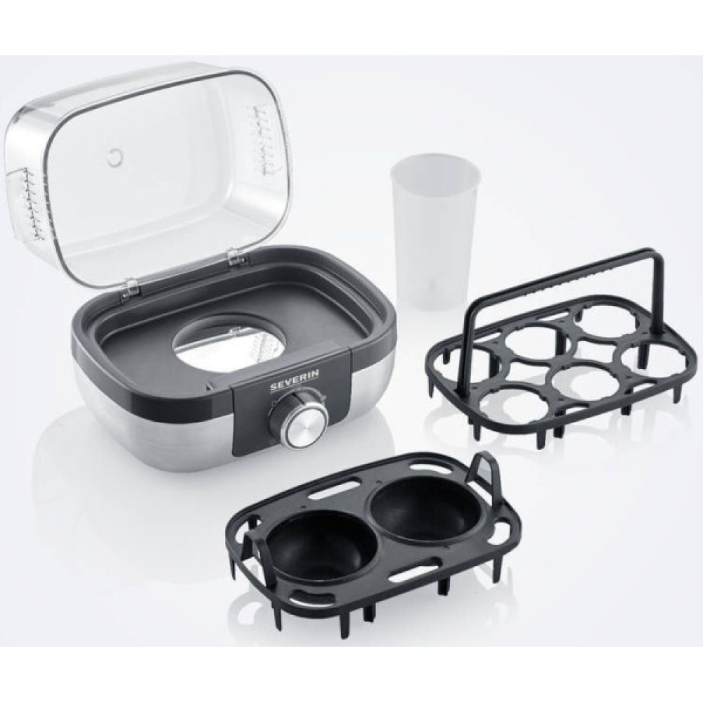 Яйцеварка Severin 420Вт, механічне керування, на 6 яєць, звуков., сигнал, пластик, сіро-чорний