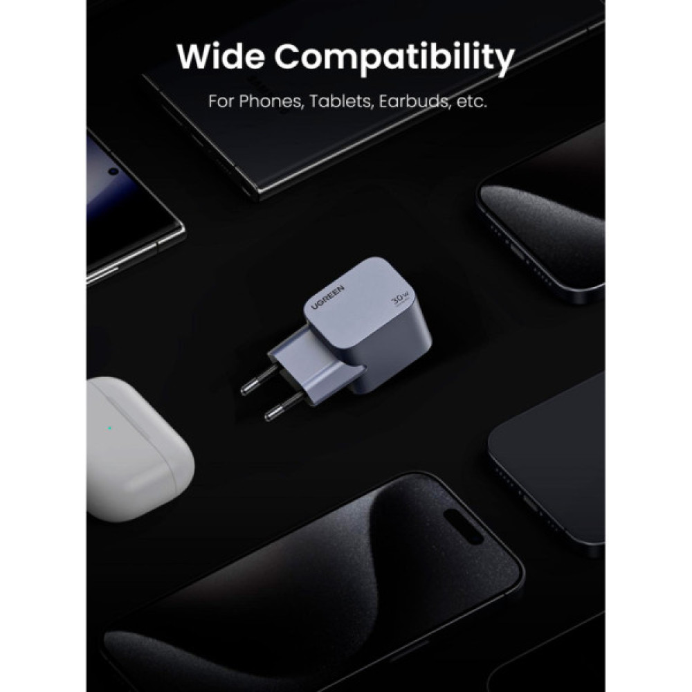 Зарядний пристрій Ugreen USB-C PD30W GaN X703 gray (35006)