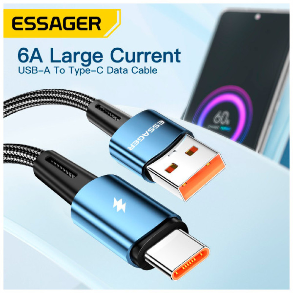 Дата кабель USB 2.0 AM to USB-C 2.0m 120W black Essager (EXC120-CGA01-P)