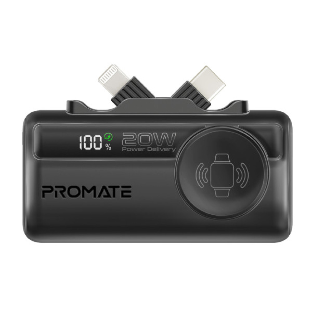 Батарея універсальна Promate 5000mAh PD/20W, Apple Watch charging (powerup-trio.black)