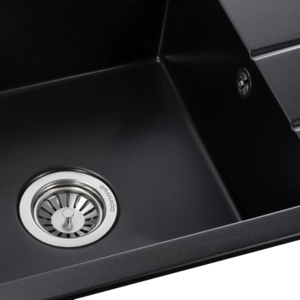 Мийка кухонна GRANADO NAVIA black shine з сифоном (775*495mm.) (gr3801)