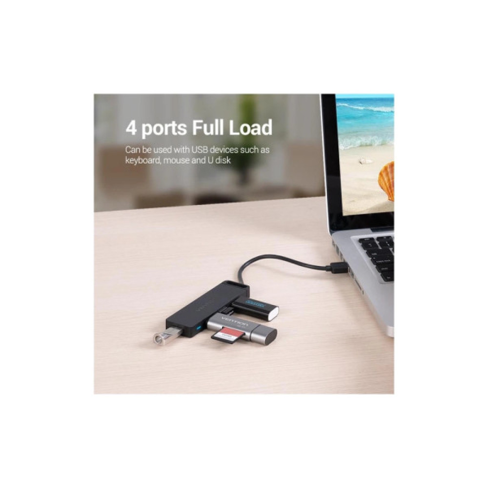 Зчитувач флеш-карт USB 3.0 to SD/TF 0.15m black Vention (CLPBB)