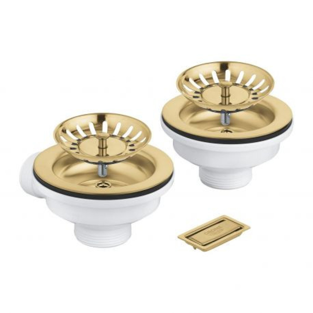 Набір для кухні Grohe K700U гранітна мийка 31653AP0 + зміш. 30270GN0 + дозатор 40535GN0 + зливний комплект 40997GN0, чорний граніт/матовий прохолодний схід сонця