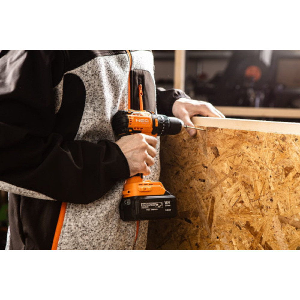 Шурупокрут-дриль акумуляторний Neo Tools Energy+ 18В 95Нм 0-320·0-1700об/хв 1.2кг без АКБ та ЗП