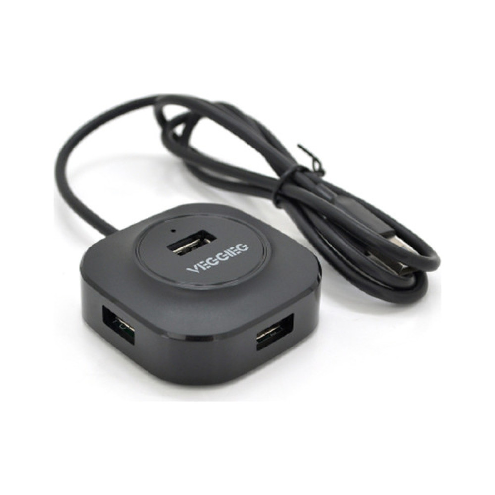 Концентратор VEGGIEG USB 2.0 to 4xUSB 1.0m black (V-U2409)