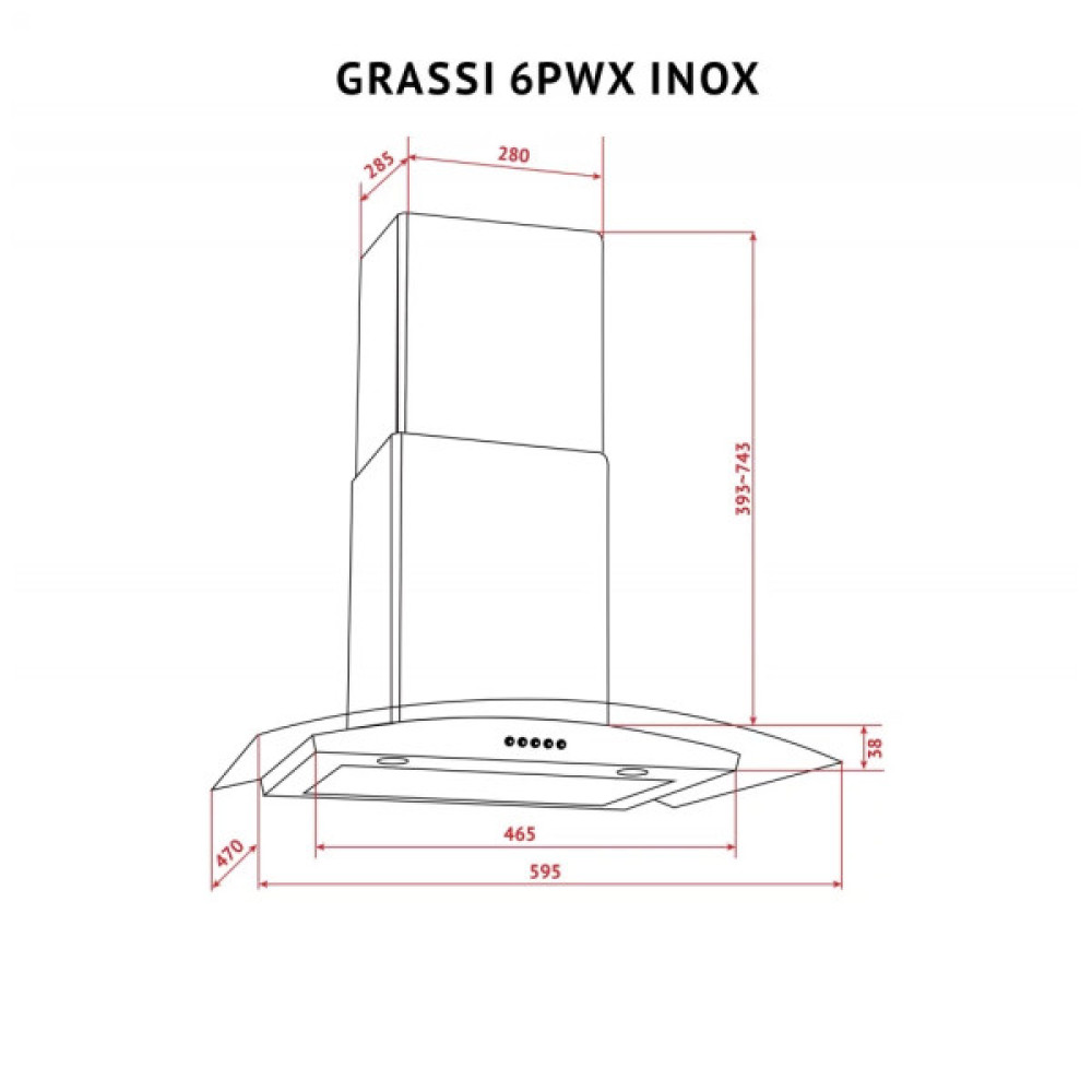 Витяжка кухонна Perfelli GRASSI 6PWX INOX
