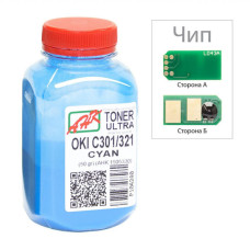 Тонер OKI C301/321, 50g Cyan +chip AHK (1505326)