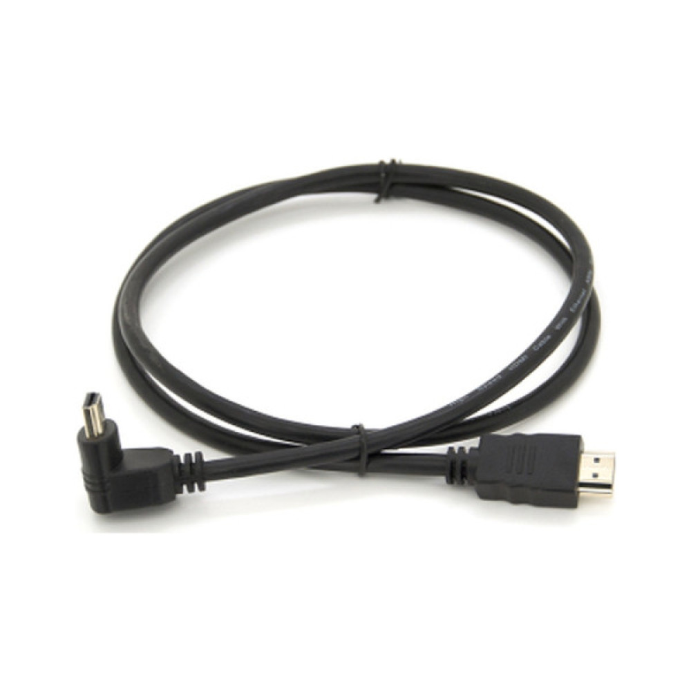 Кабель мультимедійний HDMI M to HDMI M 1.0m V1.4 90° corner black Merlion (YT-HDMI(M)/(M)HS-1.0m/90°)