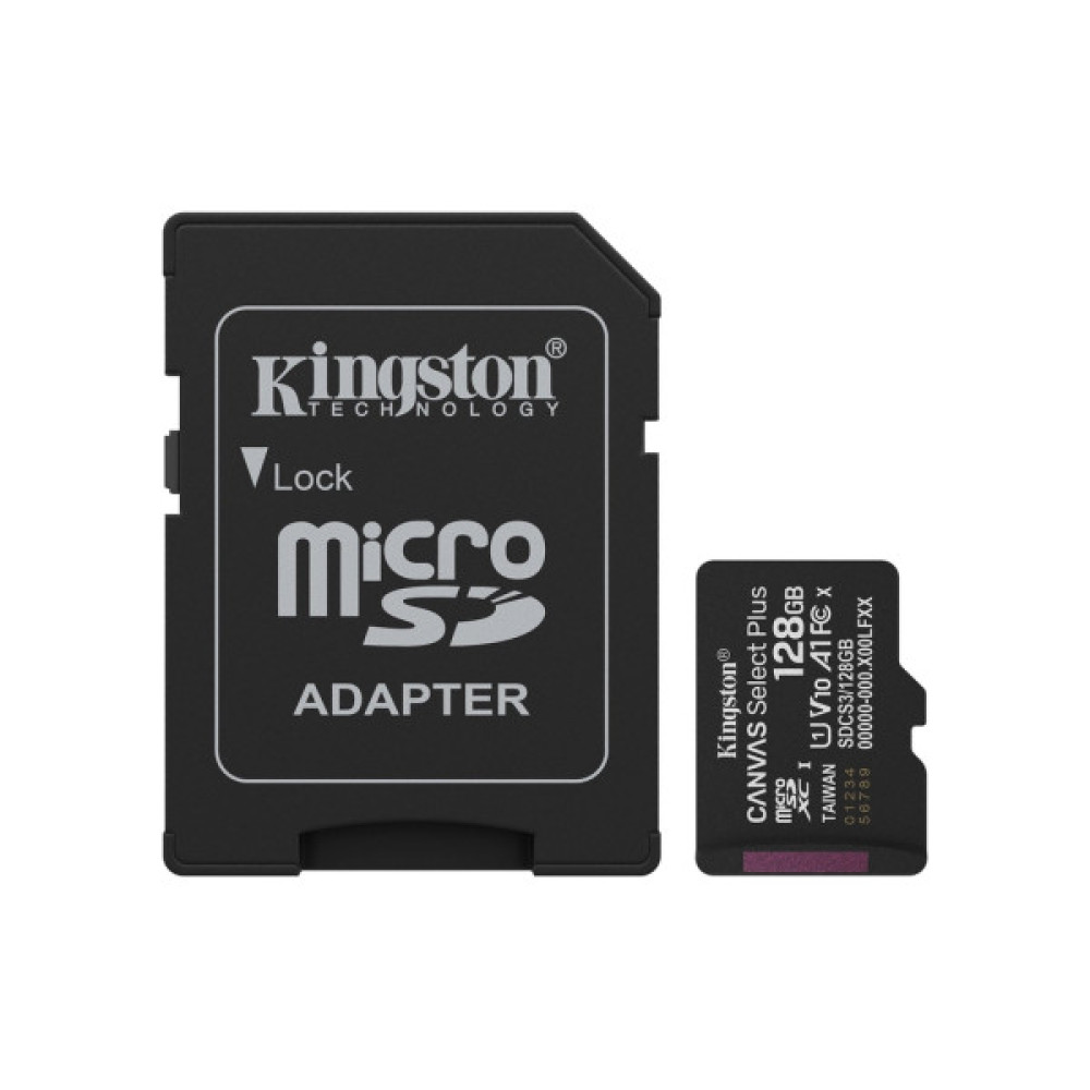 Карта пам'яті Kingston 128GB (з SD адаптером) Class 10 UHS-I U1 V10 A1 (SDCS3/128GB)