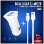 Зарядний пристрій XO 2xUSB 2.4A + cable USB to Micro 5P white (TZ10-M-WH)