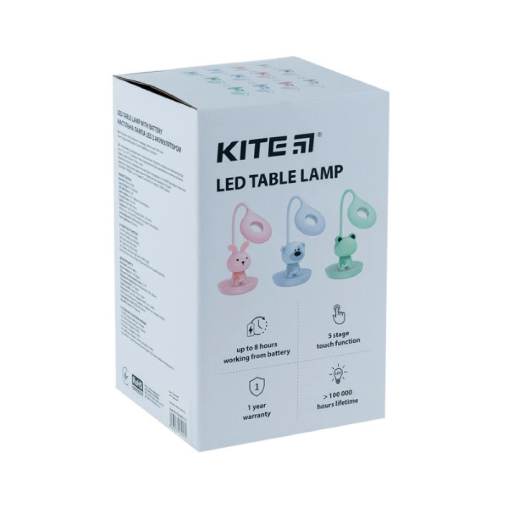Настільна лампа Kite Froggy LED з акумулятором, біла (K24-492-3-1)