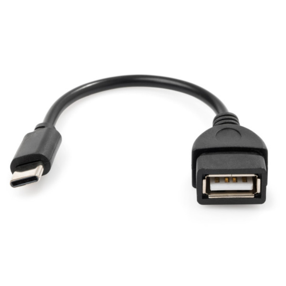 Дата кабель OTG USB 2.0 AF to USB-C 0.1m Vinga (VCPDCOTGTCBK)