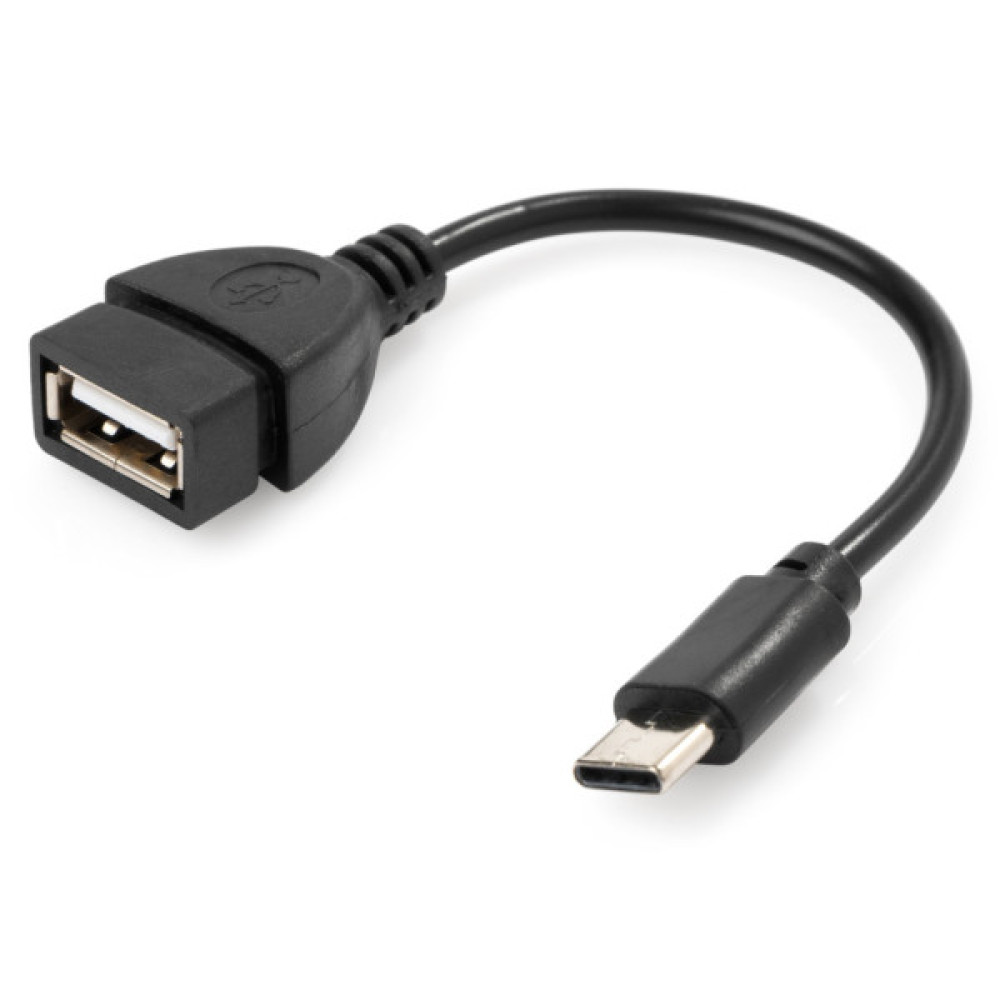 Дата кабель OTG USB 2.0 AF to USB-C 0.1m Vinga (VCPDCOTGTCBK)