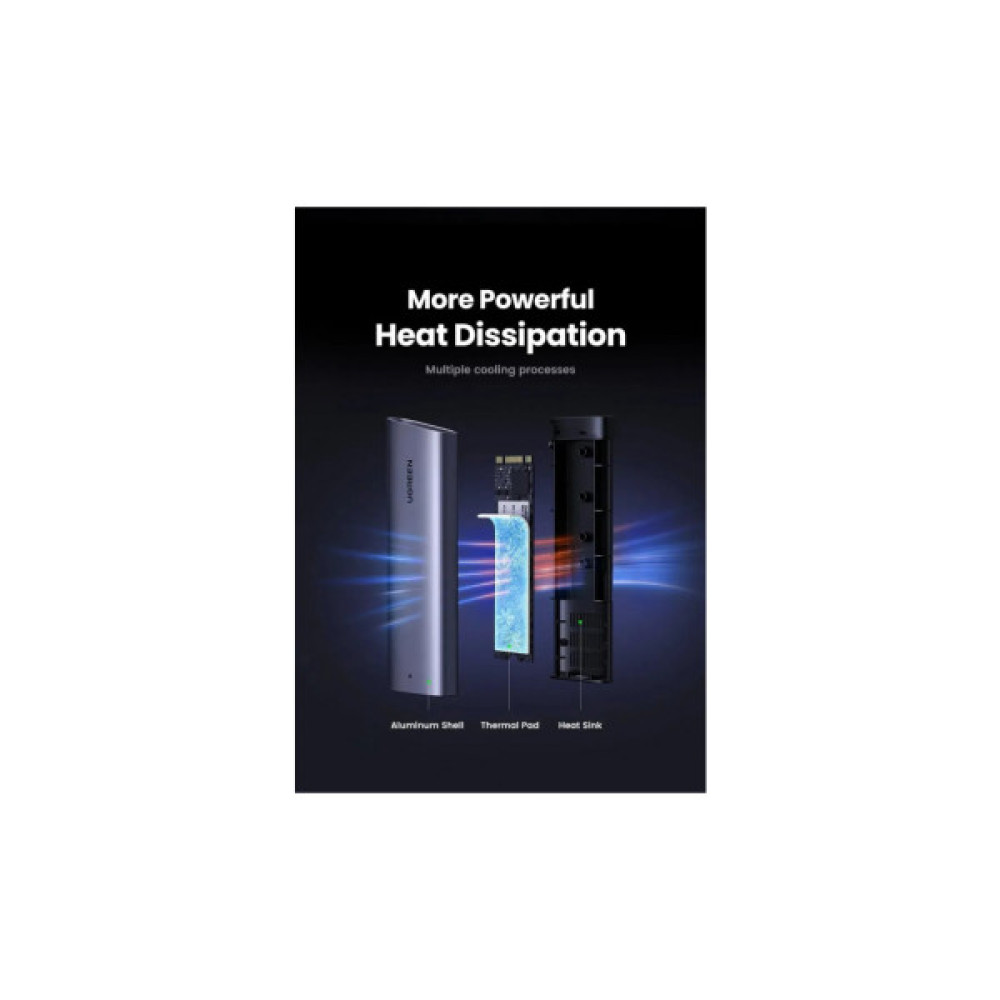 Кишеня зовнішня UGREEN USB 3.2 Gen 2 to M.2 NVMe/SATA 10Gbps UASP TRIM CM767 gray (15813)