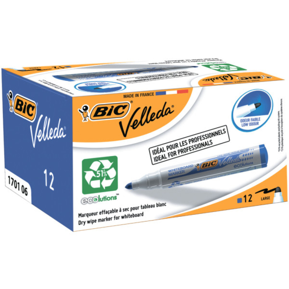 Маркер Bic для сухостираємих дошок Velleda, синій (bc904938)