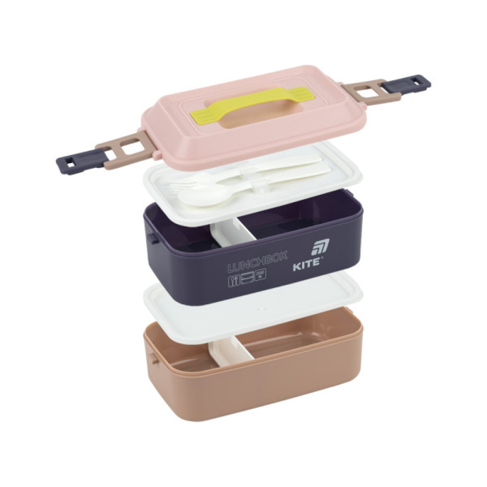 Ланч-бокс Kite подвійний з наповненням 2000 мл бежевий (K25-1184-1)