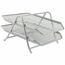 Лоток для паперів Axent горизонтальний 2-в-1 металева сітка 203x295x350мм Сріблястий (2121-03-A)