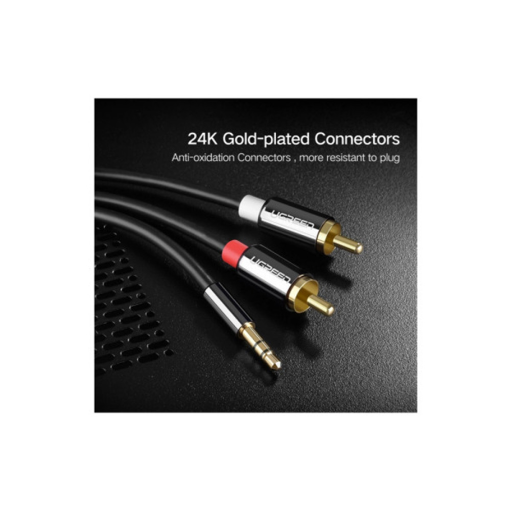 Кабель мультимедійний 3.5mm M to 2xRCA M 2.0m AV116 black Ugreen (10584)