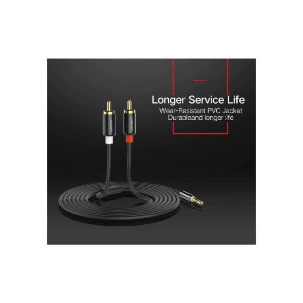 Кабель мультимедійний 3.5mm M to 2xRCA M 2.0m AV116 black Ugreen (10584)