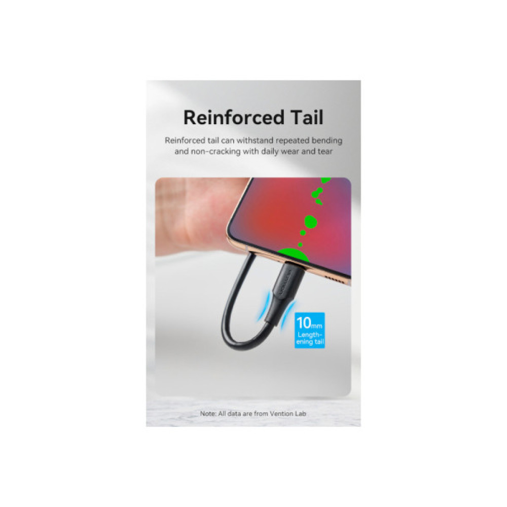 Дата кабель USB 2.0 AM to USB-C 1.5m 3.0A 18W PVC black VENTION (CTHBG)