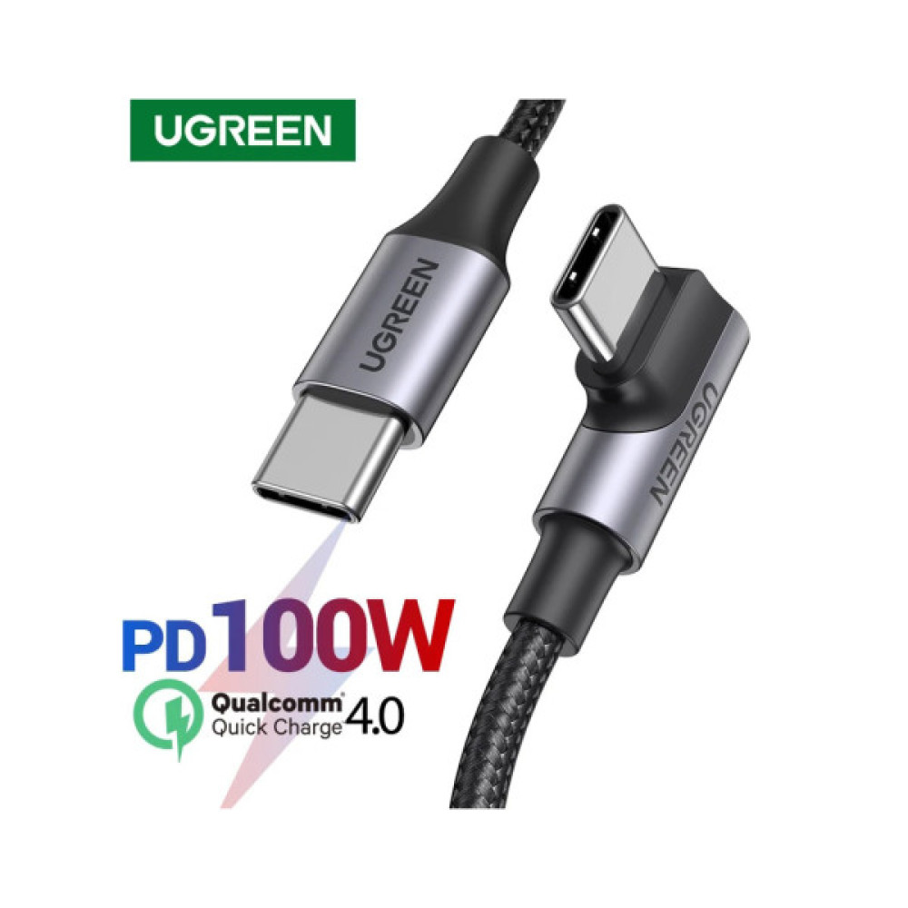 Дата кабель USB-C 2.0 to USB-C 1.0m 90° corner US334 black Ugreen (70643)