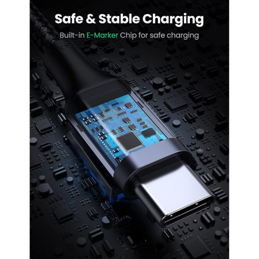 Дата кабель USB-C 2.0 to USB-C 1.0m 90° corner US334 black Ugreen (70643)