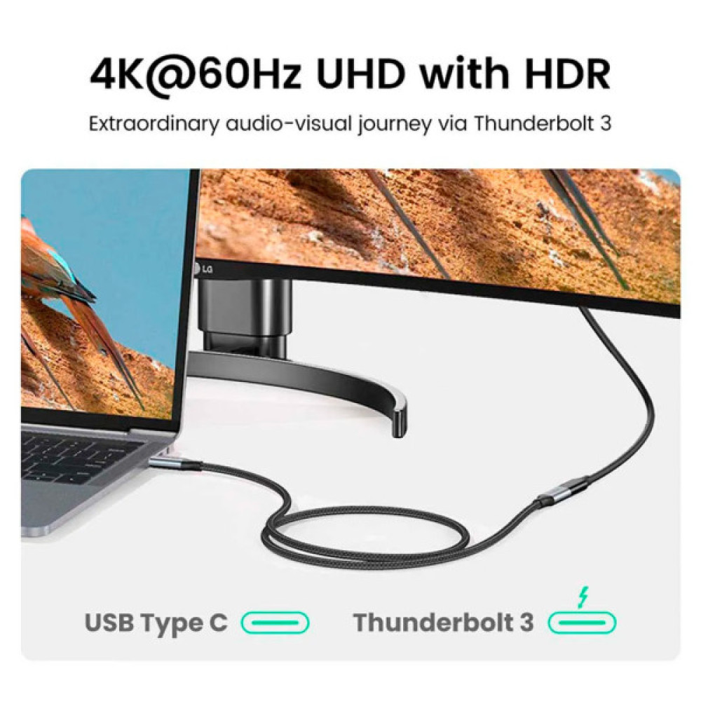 Дата кабель USB-C M/F 0.5m 5A USB 3.1 Gen2 10Gbps black UGREEN (80810)