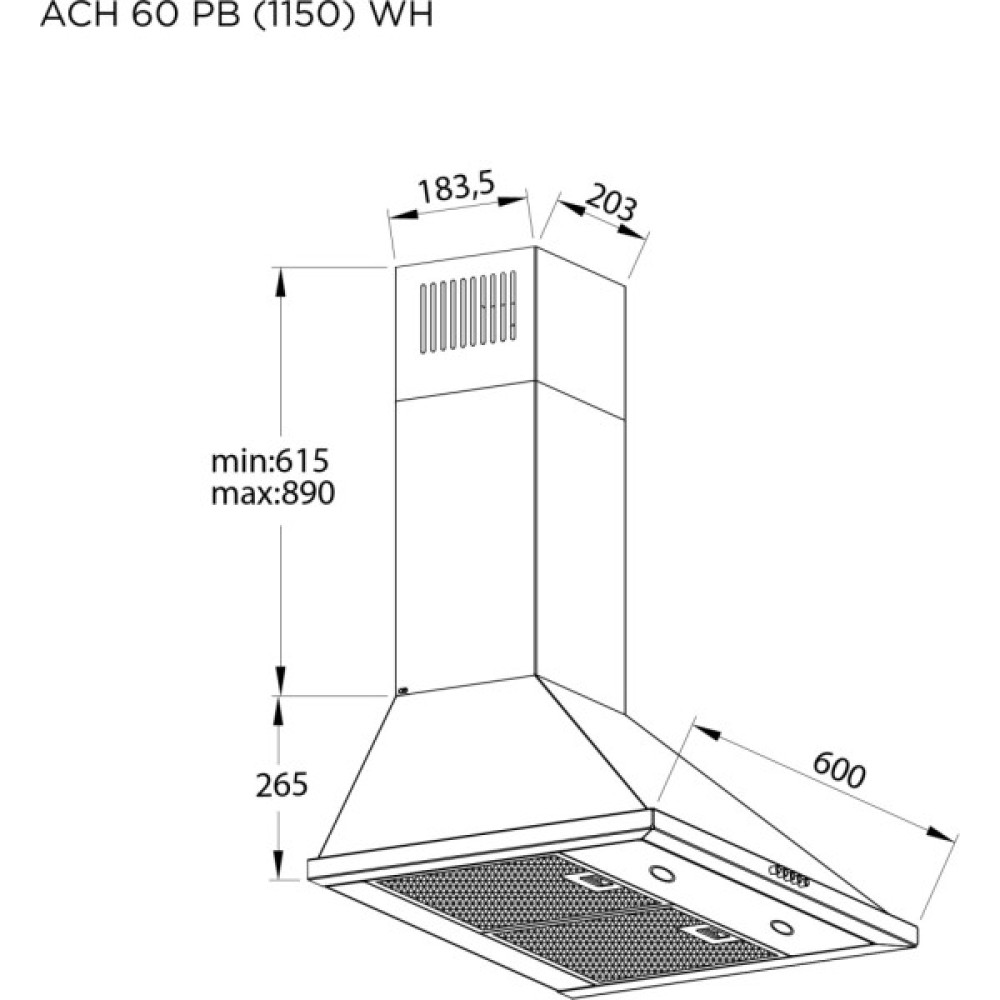 Витяжка кухонна Pyramida ACH 60 PB (1150) WH