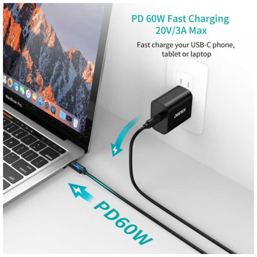 Дата кабель USB-C to USB-C 0.5m Choetech (CC0001-V4-PE)