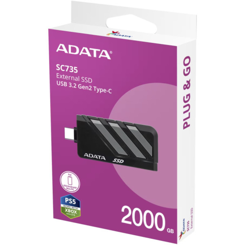 Накопичувач SSD USB 3.2 2TB SC735 ADATA (SC735-2000G-CCBK/GY)