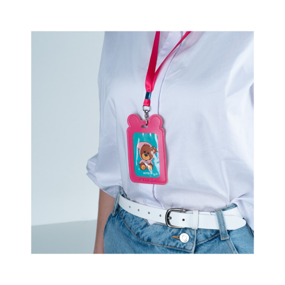 Бейдж Kite вертикальний на шнурку, фуксія (K24-296-4)