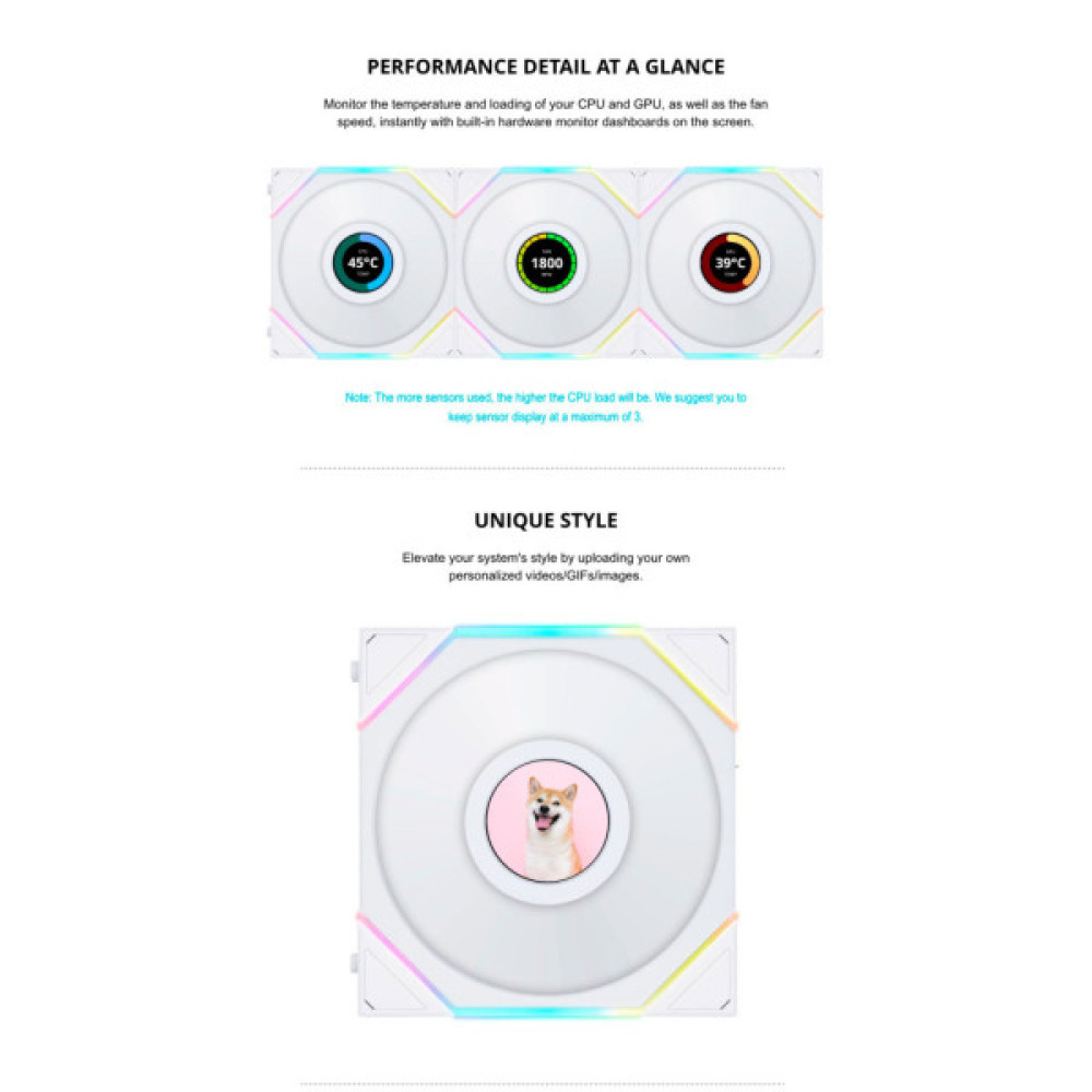 Кулер до корпусу Lian Li TLLCD 120-3, White Cooler (G99.12TLLCD3W.00)