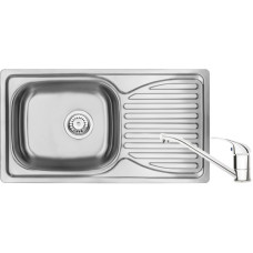 Набір для кухні Deante Doppio, сталева мийка ZEN_0113 + змішувач BYU_060M, сатін