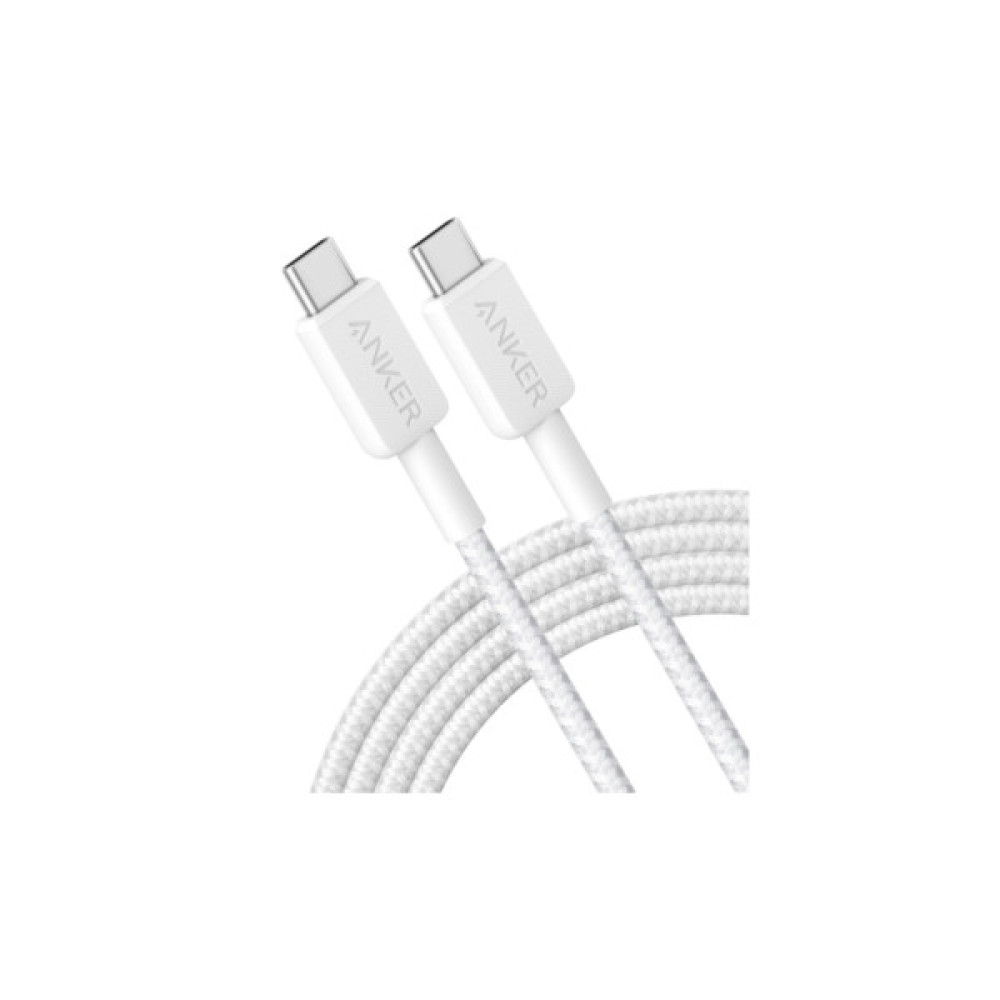 Дата кабель USB-C to USB-C 0.9m nylon 322 white Anker (A81F5H21/A81F5G21)