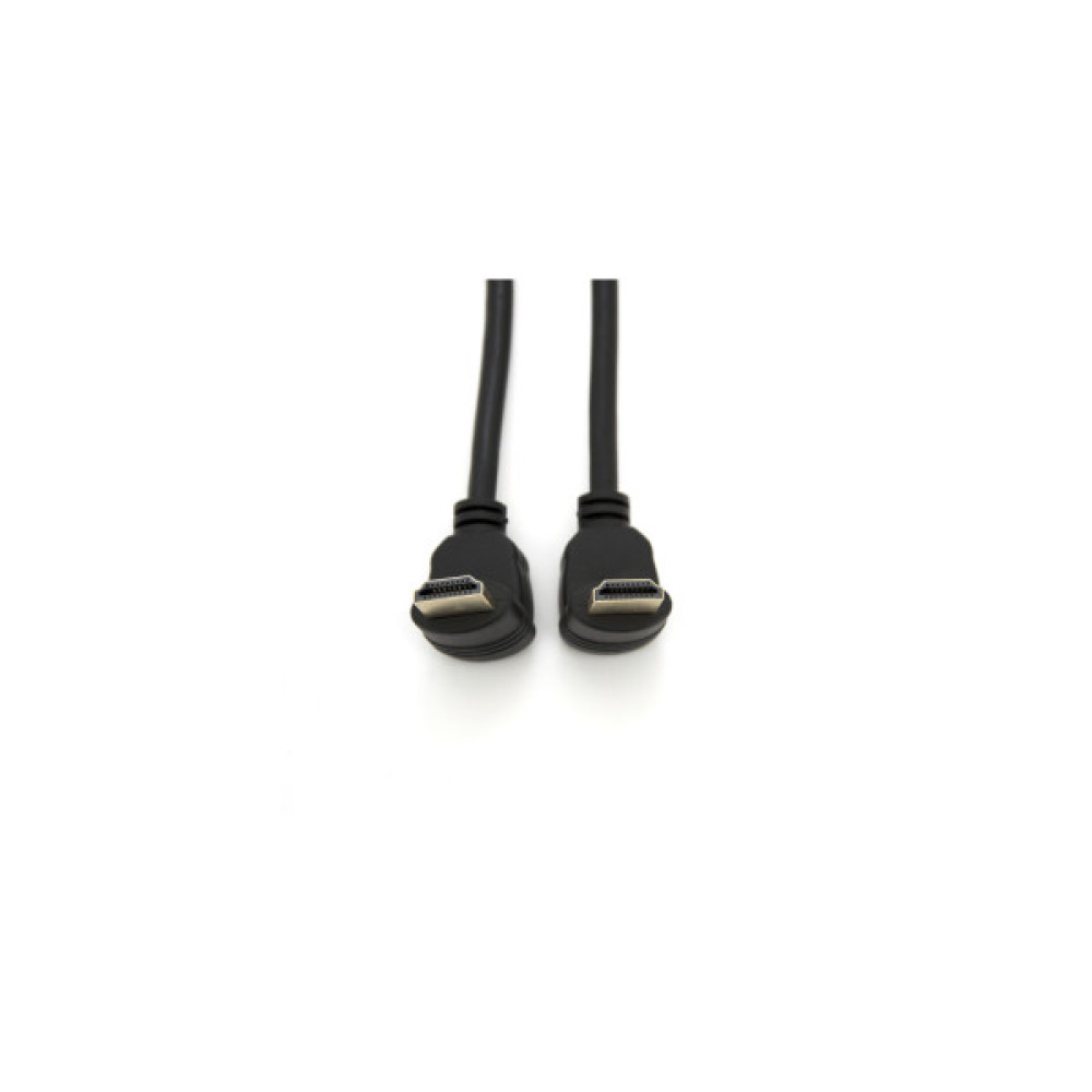 Кабель мультимедійний HDMI M to HDMI M 1.0m V1.4 90° corner black Merlion (YT-HDMI-1.0m/90°-90°)