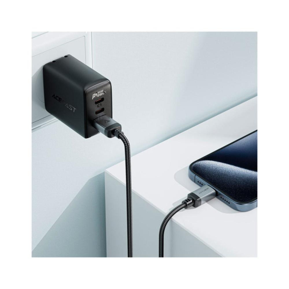 Дата кабель USB 2.0 AM to USB-C 1.2m 3.0A 18W aluminum alloy Black Acefast (6974316283782)