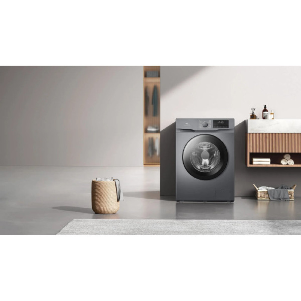 Пральна машина TCL фронтальна, 10кг, 1400, A+++, 62см, дисплей, пара, інвертор, сірий