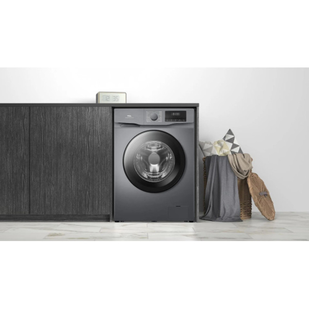 Пральна машина TCL фронтальна, 10кг, 1400, A+++, 62см, дисплей, пара, інвертор, сірий