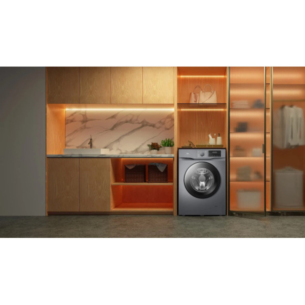 Пральна машина TCL фронтальна, 10кг, 1400, A+++, 62см, дисплей, пара, інвертор, сірий