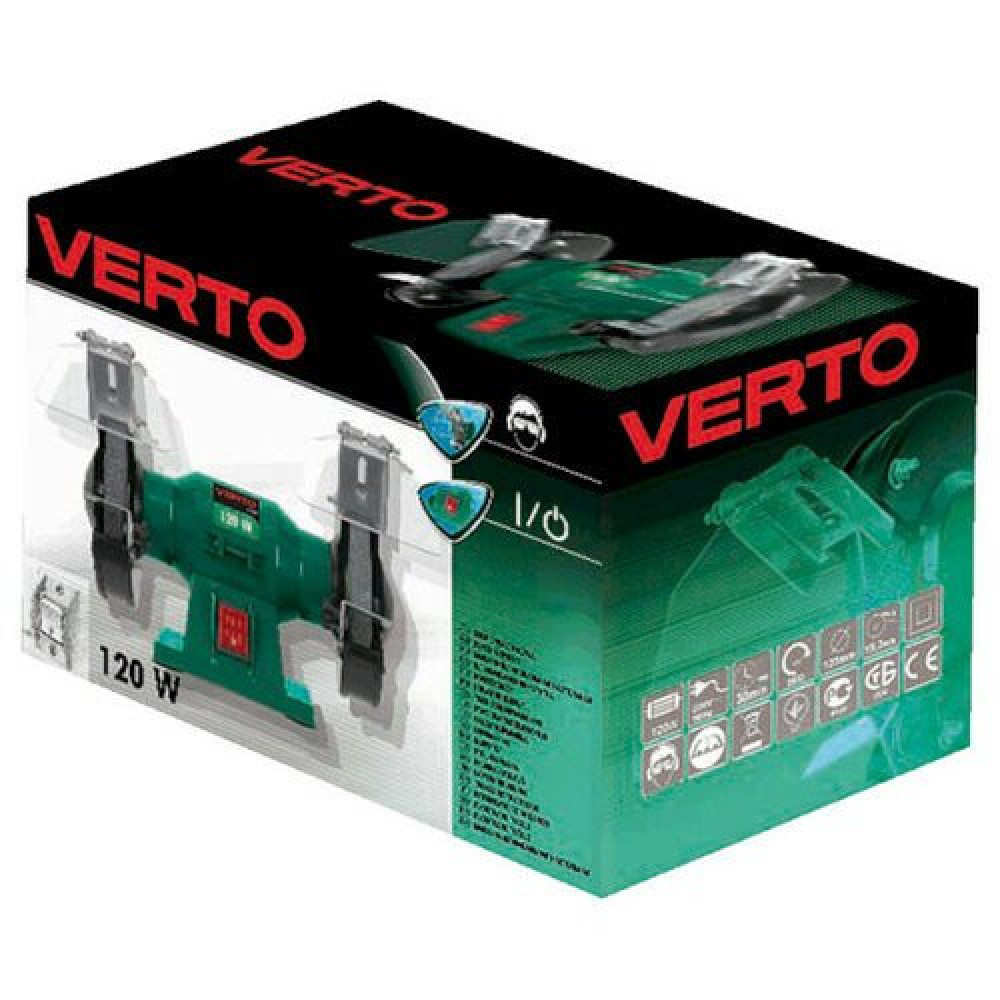 Верстат заточувальний Verto 120Вт коло 125x12.7мм ширина кола 16мм 4.4кг