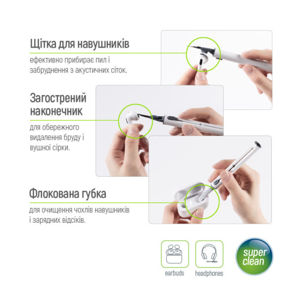 Універсальний чистячий набір ColorWay Cleaning Pen, for Earphones, 3 in 1 (CW-1131)