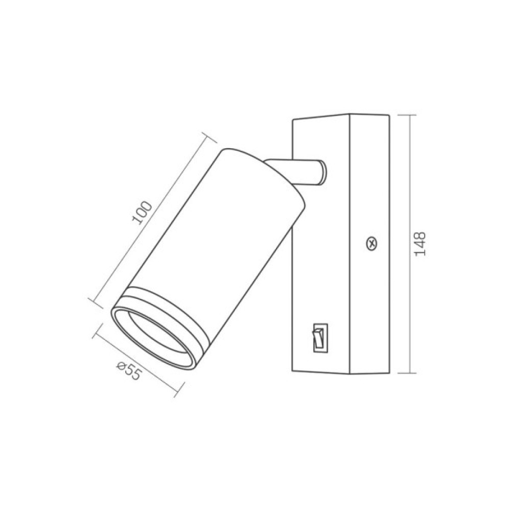 Світильник точковий Videx під лампу GU10 SPF05E настінний з кнопкою білий (VL-SPF05E-W)