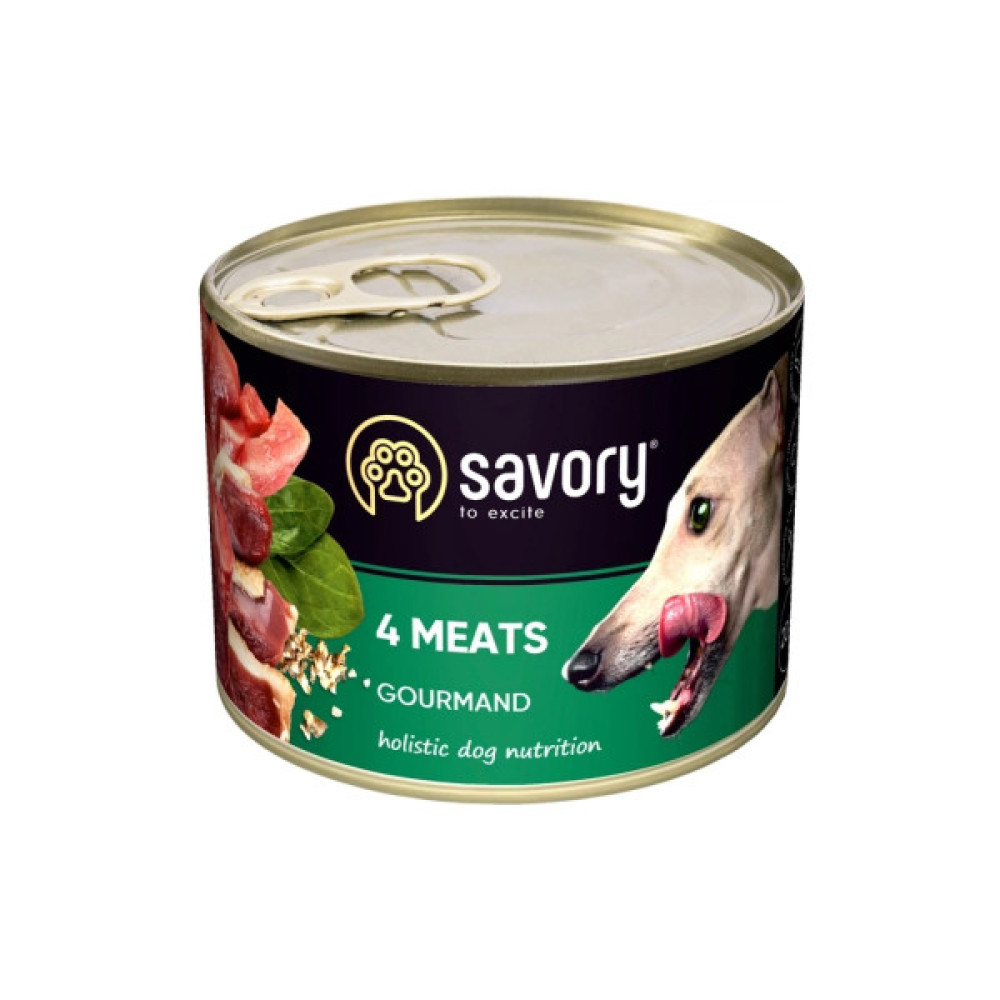 Консерви для собак Savory Gourmand "3+1" чотирма видами м'яса 4 шт х 200 г (2700000032695)