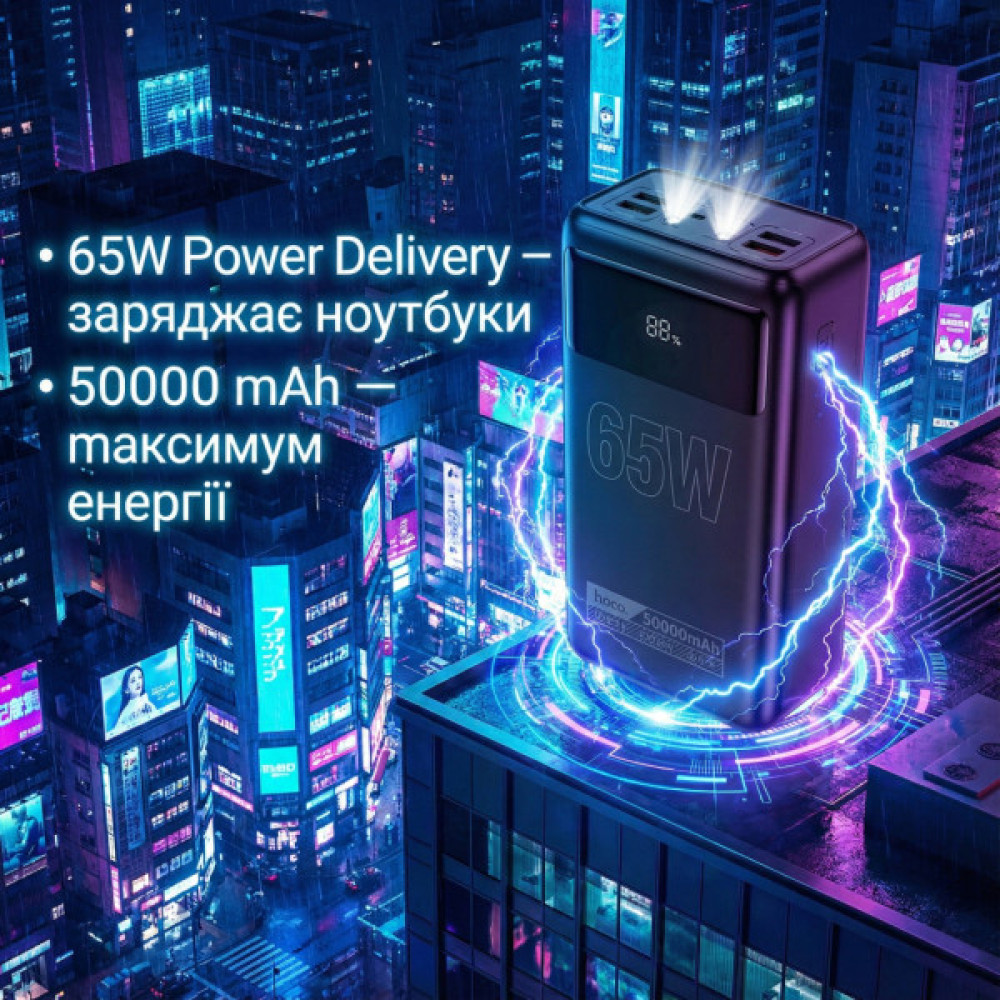 Батарея універсальна HOCO 50000mAh Apollo PD/65W QC/3.0 Black (DB81A / 714725)