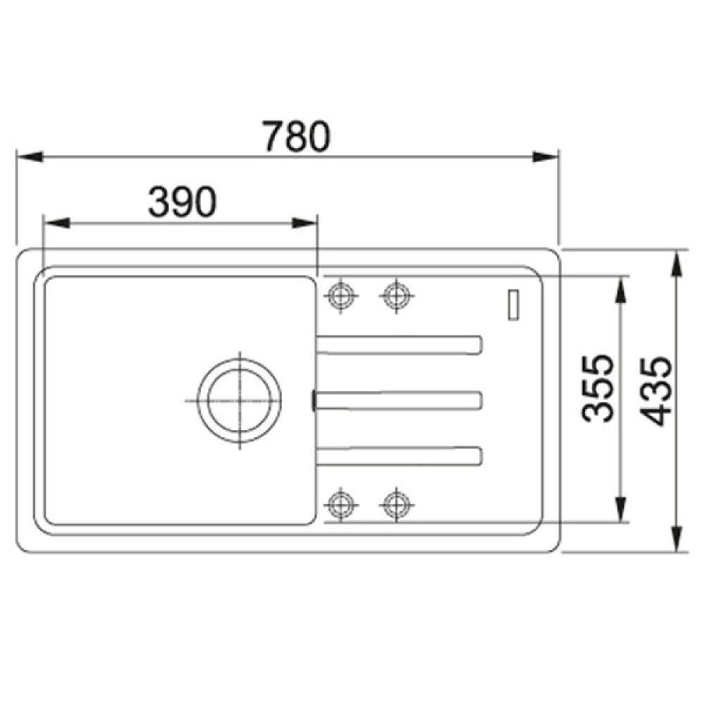 Мийка кухонна Franke Malta, фраграніт, прямокутник, з крилом, 780х435х200мм, чаша - 1, накладна, BSG 611-78, онікс