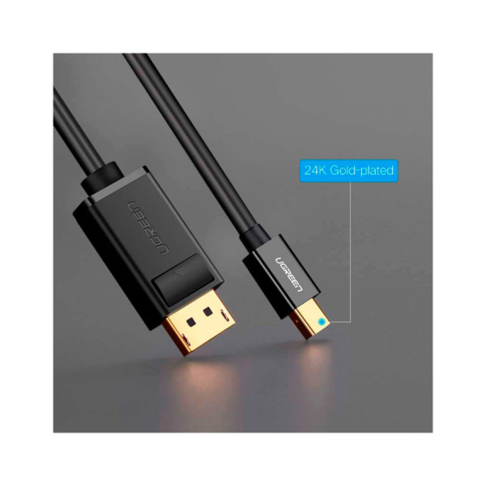 Кабель мультимедійний miniDisplayPort M to DisplayPort M 1.5m MD105 black UGREEN (10477)