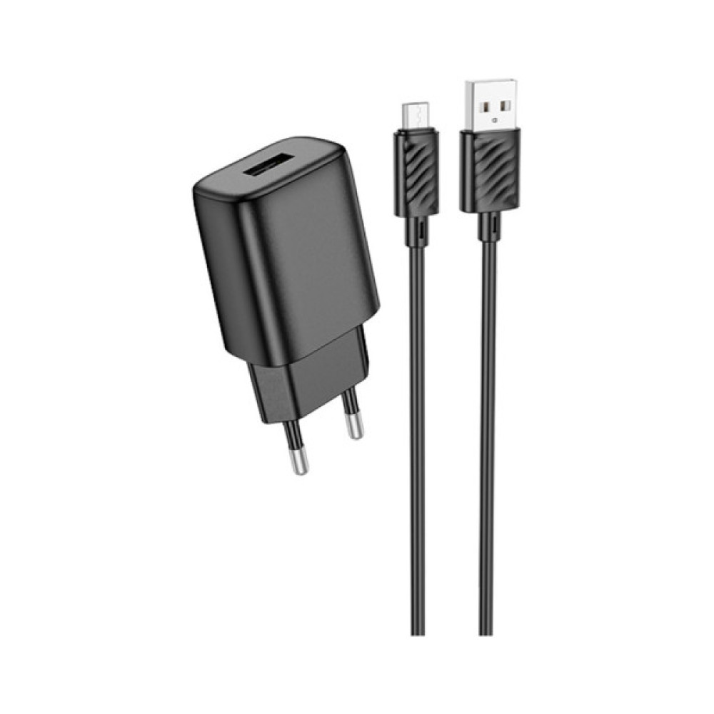 Зарядний пристрій HOCO C134A Solid USB + cable USB to Micro 5P Black (6942007621335)