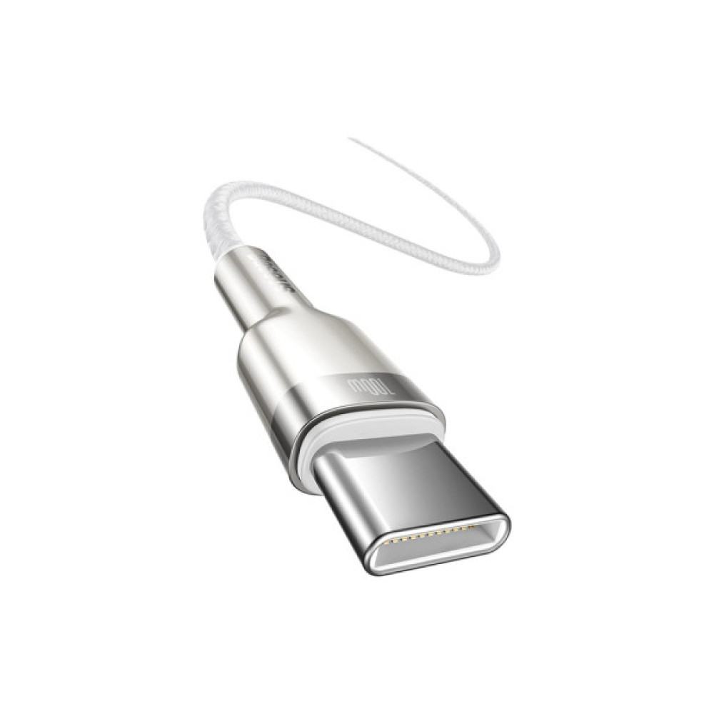 Дата кабель USB-C to USB-C 2.0m Cafule Metal PD 100W white Baseus (CATJK-D02) Дата кабель USB-C to USB-C 2.0m Cafule Metal PD 100W white Baseus (CATJK-D02)
